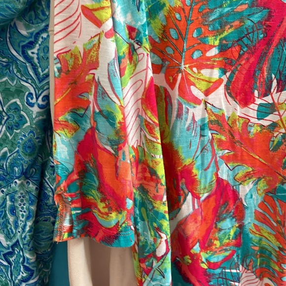 Palm Harbor Top PL Floral Tropical Hawaiian Palm Leaf 3/4 sleeve - Picture 9 of 9